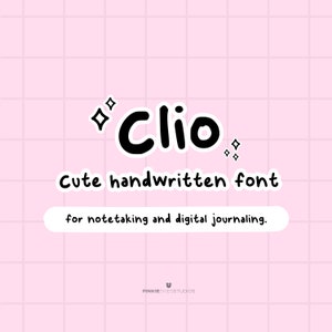 Clio | Jolie police manuscrite pour logos VTuber - prise de notes et journalisation - police Goodnotes - police Procreate - police de planification numérique Ipad