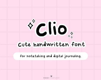 Clio | Cute Handwritten Font for VTuber Logos - Notetaking and Journaling - Goodnotes Font - Procreate Font - Ipad Digital Planning Font