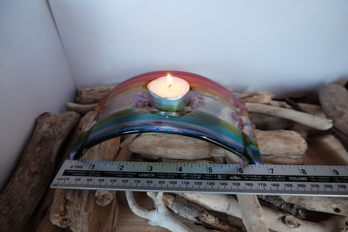 Fused Glass Rainbow Bridge Candle Holder Etsy