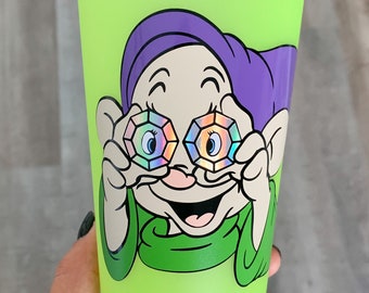 Snow White Cup - Dopey Cup - Cold Cup Tumbler - Custom Tumbler - Disney Tumbler - Disney Cup - Holographic Cup - 7 Dwarves Cup