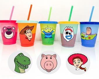 Toy Story Kids Cup • Woody, Buzz, Jessie, Forky, Lotso & Little Green Alien • Personalized Children’s Cup • Birthday Party Favor Pixar Gift