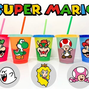 Super Mario Bros Cup - Mario Kids Cup - Mario and Luigi - Super Mario Brothers - Super Mario Bros Gamers Cup, Princess Peach Cup Bowser Toad