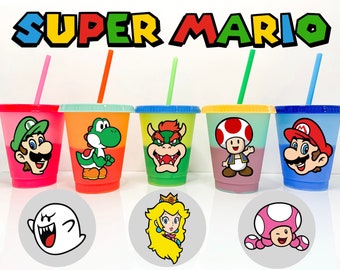 Super Mario Bros Cup - Mario Kids Cup - Mario and Luigi - Super Mario Brothers - Super Mario Bros Gamers Cup, Princess Peach Cup Bowser Toad