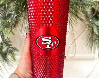 SF 49ers Cup, San Francisco 49ers Cup, 49ers Gift, 49ers Studded Cup, 49ers Cold Cup, 49ers Christmas Gift, SF 49ers Football