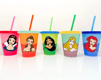 Disney Princess Gifts, Disney Princesses - Disney Cup, Snow White - Belle - Princess Jasmine - Princess Aurora - Ariel