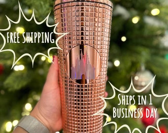 Disney Christmas Cup, Disney Castle Tumbler, Princess Castle, Disney Cup, Disney Tumbler, Disney Gift, Rose Gold Tumbler, Disney Castle Cup