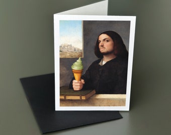 Descarga digital de la tarjeta de cumpleaños de Funny Dark Academia Foodie. Regalos humorísticos para amantes de la comida. Tarjeta de felicitación con impresión caprichosa en casa. Helado / Helado