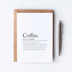 Lustige Kaffee Definition Grußkarte. Geburtstagskarte Digitaler Download. Druckbare Kaffee-Lover Karte für Ihn, Sie, Beste Freundin. Kaffee Geschenk.