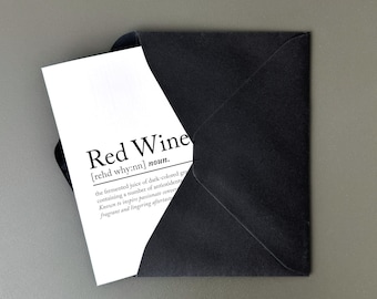 Funny Red Wine Definition Card Digital Download. Birthday Card. Foodie Gifts. Wine Lovers Card Funny Food Quote. Print at Home Greeting Card