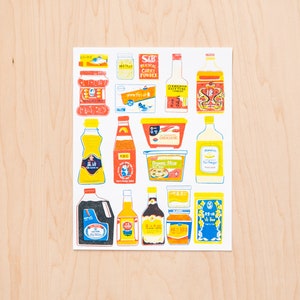 Asian Pantry Risograph Print 8.5"x11" | Sauces and Condiments of Asia