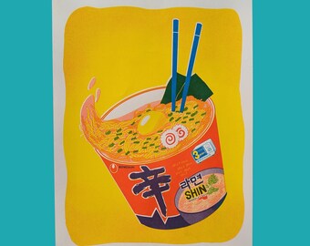 Instant Ramen Noodle Soup |  11"x14" Risograph Print