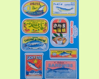 Tinned Fish Riso Sticker Sheet | 5"x7"