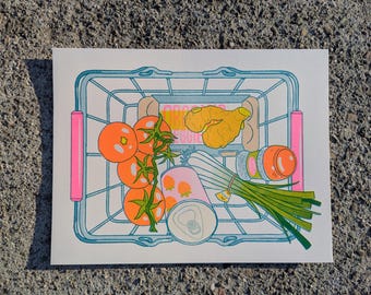 Tomato Egg Recipe Print |  8.5"x11" Risograph Print