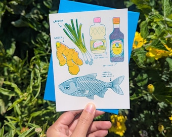 Steamed Fish | Recipe Greeting Card 4.25"x5.5"