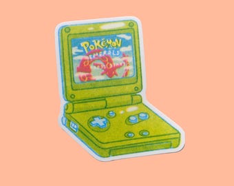 Gameboy SP Pokemon Emerald Riso Vinyl Sticker | 2.25"x3"~