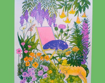 California Wildflowers + Friends print |  11"x14" Risograph Print