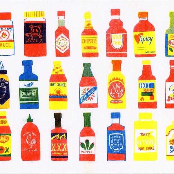 Risograph Hot Sauce Print | 8.5"x11"