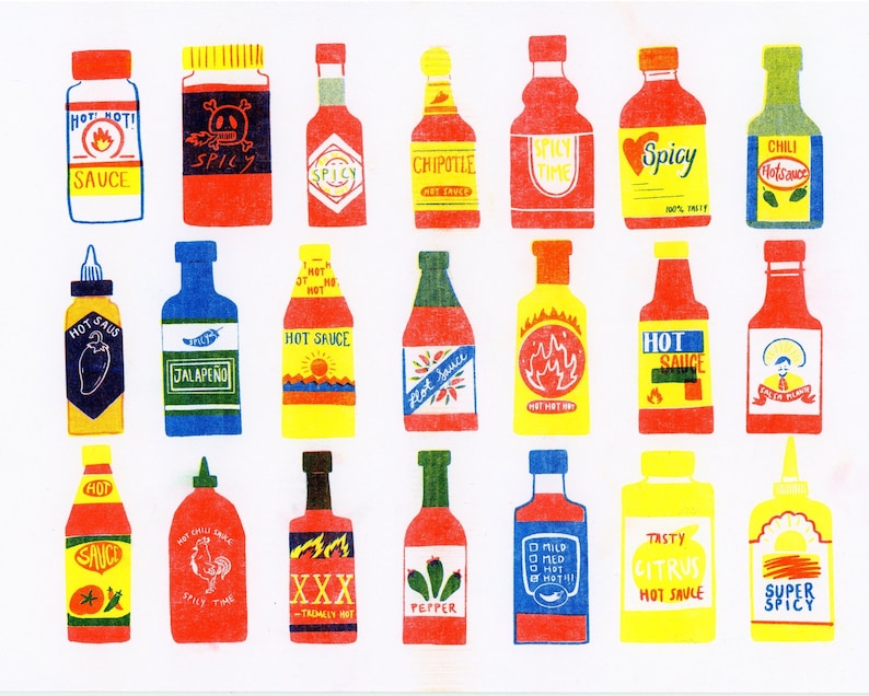 Risograph Hot Sauce Print 8.5x11 image 1