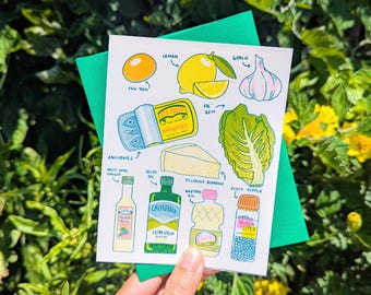 Caesar Salad | Recipe Greeting Card 4.25"x5.5"