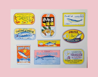 Tinned Fish 8.5"x11" Risograph Print