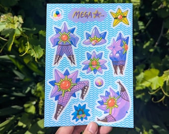 Mega Starmie Pokemon Vinyl Stickers | 5"x7" Waterproof, Fade-proof, UV Resistant Vinyl