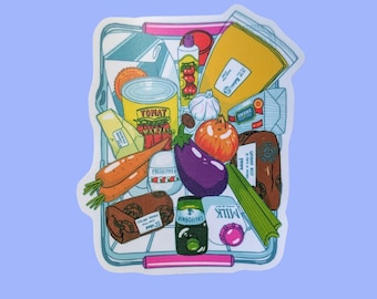Party Lasagna Grocery Basket Waterproof Vinyl Sticker| 2"x3"~