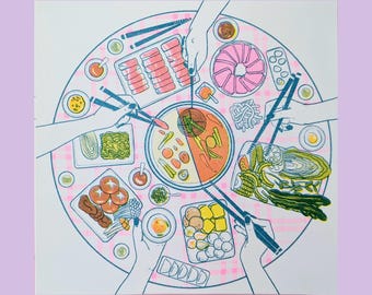Hot pot 8.5"x8.5" | Risograph Print