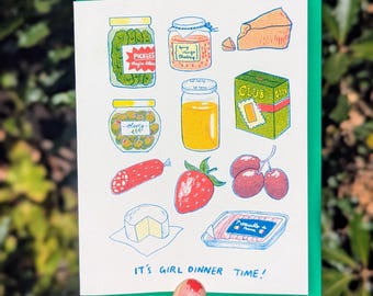 Girl Dinner | Blank Greeting Card 4.25"x5.5"