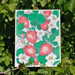 Strawberry Strawberries 8.5"x11" Risograph Print