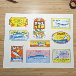 Tinned Fish 8.5"x11" Risograph Print