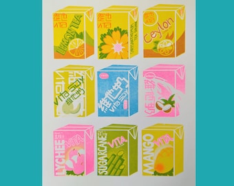 Vita Tea Drink Risograph Print | 8"x10.5"