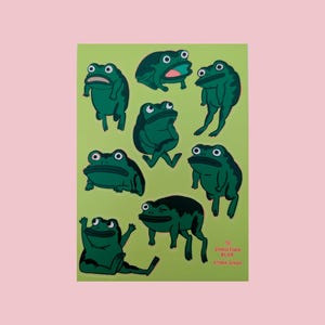 Über dem Garten Frosch-Stickerbogen | 18cmx18cm