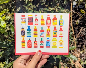 Hot Sauce | Blank Greeting Card 4.25"x5.5"