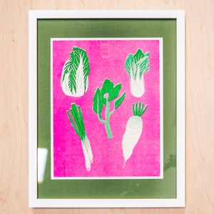Asian Vegetables Risograph Print 11"x14"