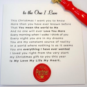 Carte de Noël pour partenaire, carte de Noël pour partenaire, carte de Noël pour celui que j'aime, poème de Noël pour mon partenaire