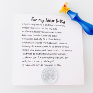 A mia sorella il giorno del mio matrimonio, biglietto di nozze personalizzato per sorella dalla sorella, sorella del biglietto della sposa, poesia della sorella per il giorno del matrimonio