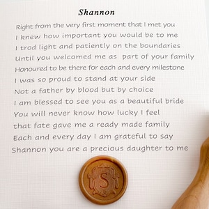 Cartão de casamento para enteada, poema para enteada, Cartão de casamento personalizado para enteada, Cartão de casamento do padrasto - mãe