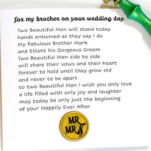 Cartão de dia de casamento para meu irmão, Sr. e Sr. no dia do seu casamento, Cartão de casamento personalizado para irmão, Cartão de dois noivos para casamento,