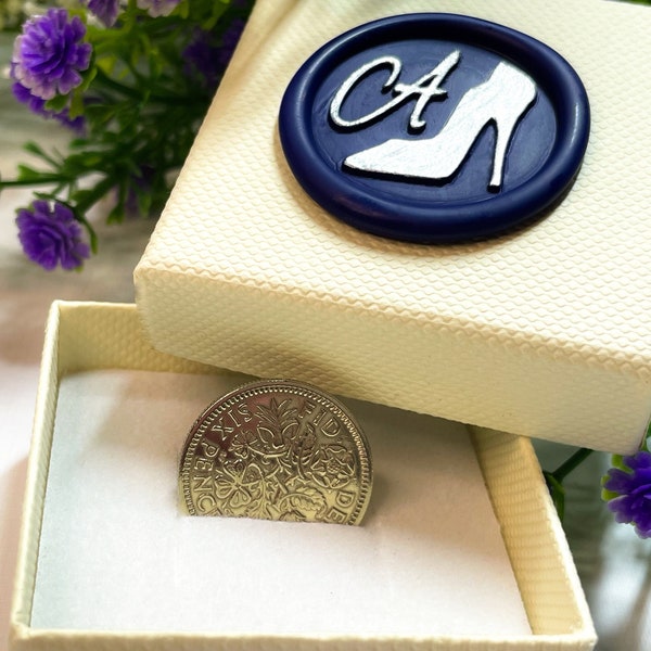 Lucky Sixpence, Personalised Sixpence in her Shoe, Something old -something new wedding gift for her, Wedding Sixpence gift for Bride