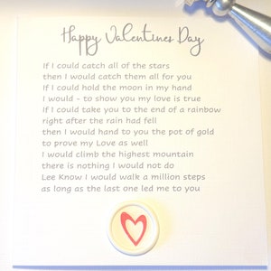Carte de Saint-Valentin personnalisée poème d'amour, carte de Saint-Valentin pour lui, carte pour elle le jour de la Saint-Valentin