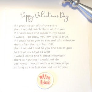 Tarjeta del día de San Valentín para el esposo, tarjeta personalizada del día de San Valentín para el esposo, poema para el esposo