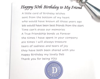 Personalized 50th Birthday Card for Friend, Wax Seal