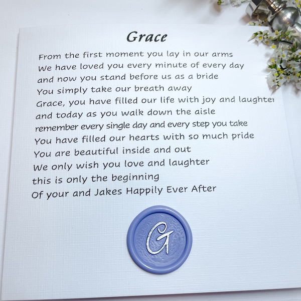 Daughter Wedding Card, to my daughter on her wedding day, daughter wedding poem for our daughter on her wedding day card