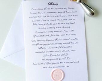 Daughter wedding card, Mother daughter poem, Our daughters wedding day personalised card, For my daughter on her wedding day keepsake