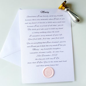 Daughter wedding card, Mother daughter poem, Our daughters wedding day personalised card, For my daughter on her wedding day keepsake