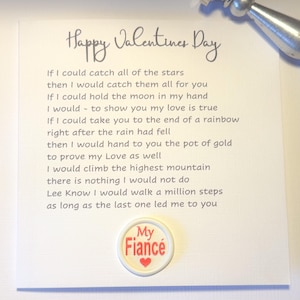 Carte de Saint-Valentin fiancé, carte de Saint-Valentin personnalisée pour lui, poème d'amour de la Saint-Valentin pour fiancé