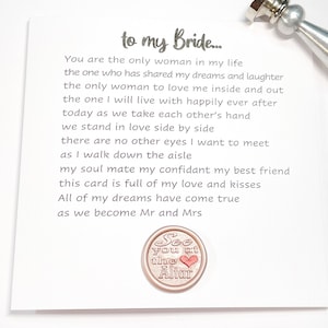 para minha linda noiva em nosso cartão de dia de casamento, cartão de casamento para a noiva do noivo, poema de casamento para minha noiva, Sra. e Sra. vejo vocês no altar
