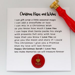 Cartolina di Natale per la persona che amo, poesia d'amore personalizzata Baci di Natale e auguri biglietto di auguri per una persona speciale
