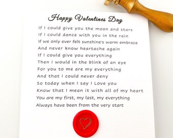 Valentines Card to say I Love you, Love Poem for Her, Valentines day cards for him