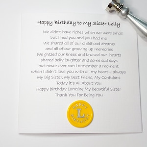 Biglietto di compleanno per sorella per sorella, biglietto di compleanno per sorella personalizzato per lei, biglietto di poesia per sorella, A mia sorella maggiore